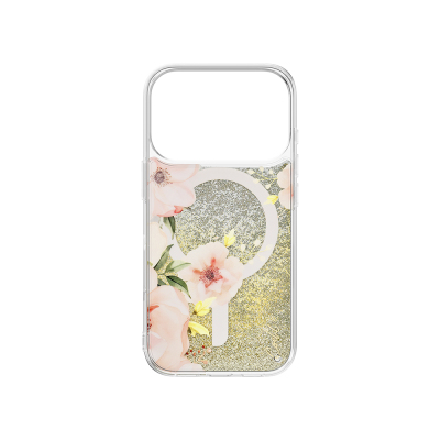 Apple iPhone 17 Pro Case with M-safe Charging Feature Floral Patterned Glittery Back Surface Coehl Fleurette Cover - 3