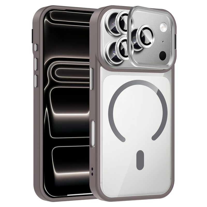 Apple iPhone 17 Pro Case with Stand and Camera Lens Gift Zore Etro Cover with M-Safe Charging Function - 4