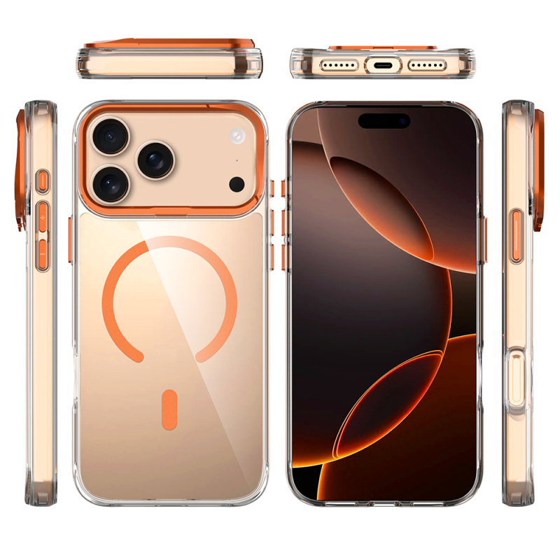 Apple iPhone 17 Pro Case Zore Azor Cover with M-safe Charging, Airbag, Camera Stand - 6