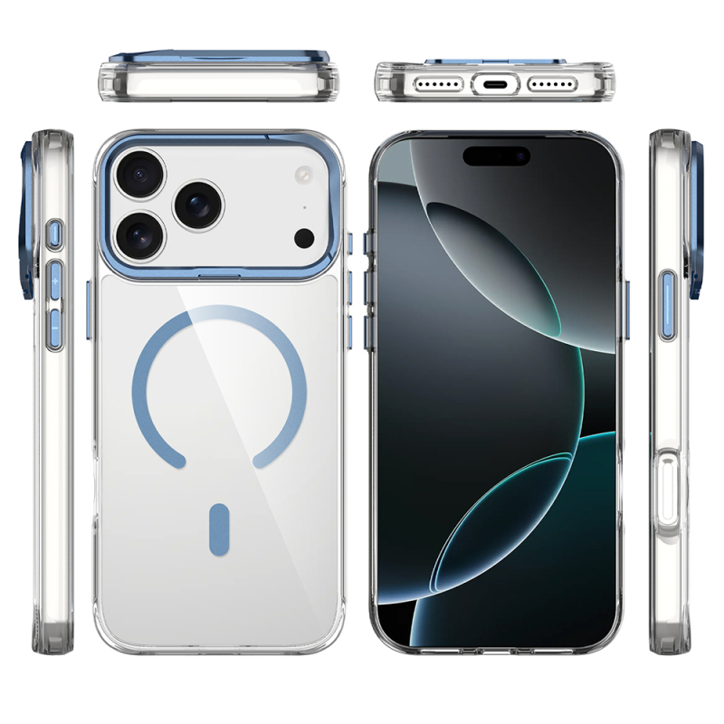 Apple iPhone 17 Pro Case Zore Azor Cover with M-safe Charging, Airbag, Camera Stand - 9