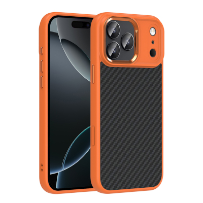 Apple iPhone 17 Pro Case Zore Truva Silicone Cover with Carbon Fiber Look and M-Safe Charging Function - 1