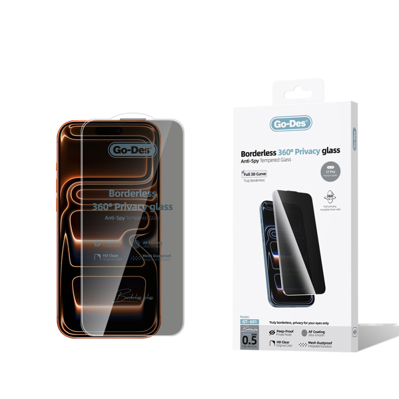 Apple iPhone 17 Pro Go Des Borderless Privacy Temperli Cam Ekran Koruyucu - 1