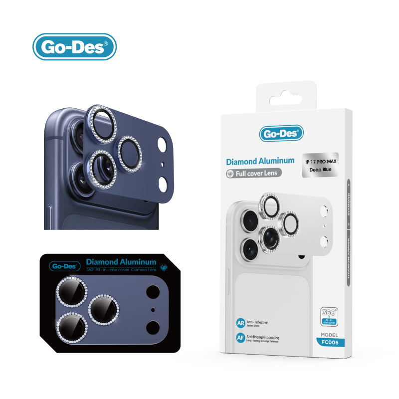 Apple iPhone 17 Pro Go Des FC006 Diamond Titanium Series Anti-Reflective Camera Lens Protector - 3