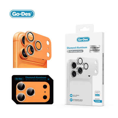 Apple iPhone 17 Pro Go Des FC006 Diamond Titanyum Serisi Anti Reflective Kamera Lens Koruyucu - 1