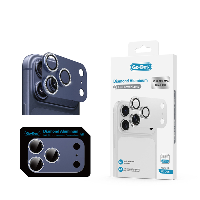 Apple iPhone 17 Pro Go Des FC006 Diamond Titanyum Serisi Anti Reflective Kamera Lens Koruyucu - 3