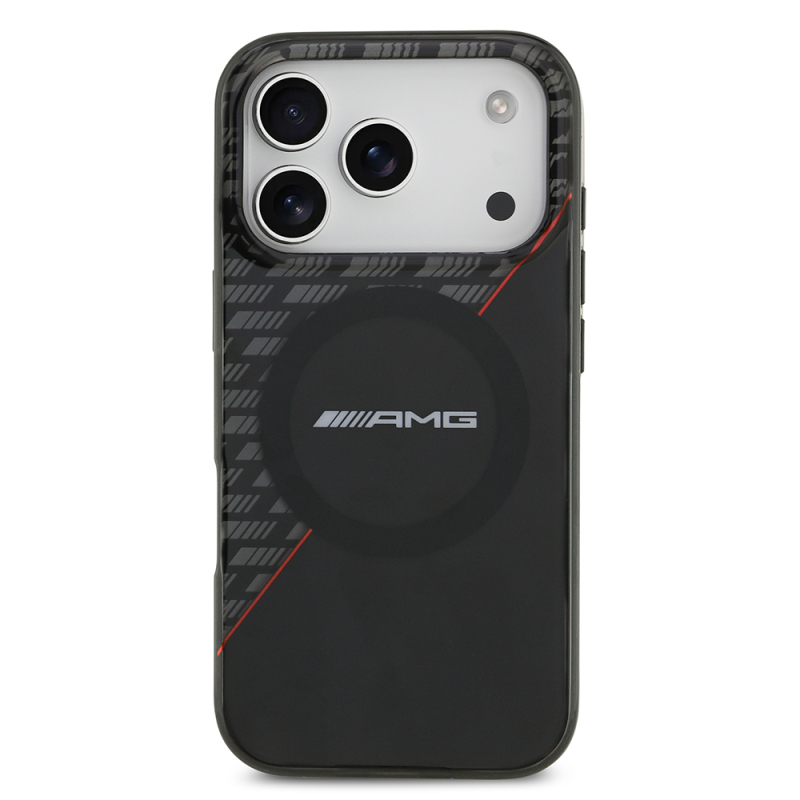 Apple iPhone 17 Pro Kılıf AMG Orjinal Lisanslı M-safe Şarj Özellikli Çift Katmanlı Kırmızı Çapraz Çizgili Kapak - 3