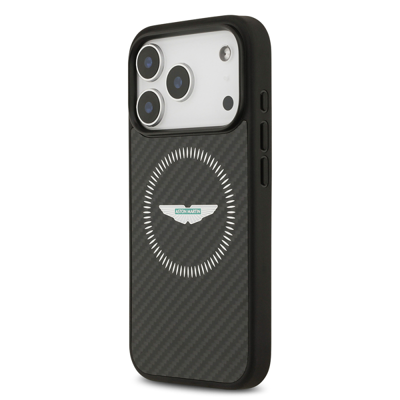 Apple iPhone 17 Pro Kılıf Aston Martin Orjinal Lisanslı M-safe Şarj Özellikli Karbon Fiber Kevlar Kapak - 3