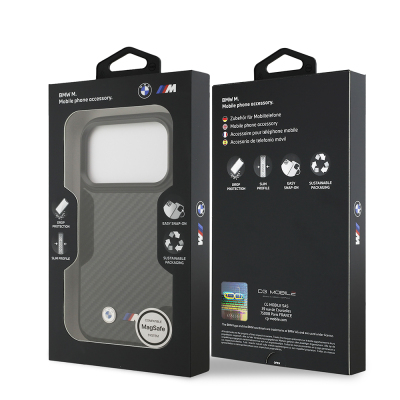 Apple iPhone 17 Pro Kılıf BMW Orjinal Lisanslı M-safe Şarj Özellikli Karbon Fiber Metal Logolu Kapak - 9