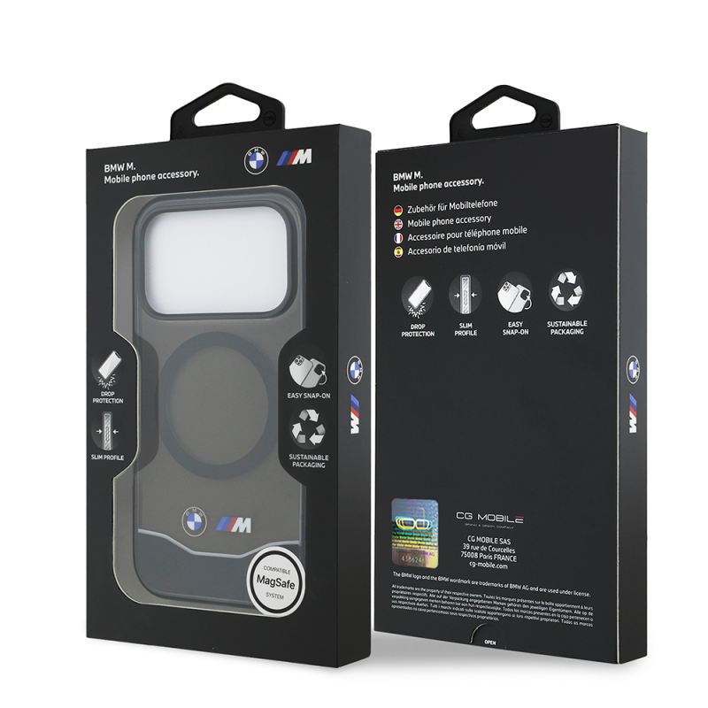 Apple iPhone 17 Pro Kılıf BMW Orjinal Lisanslı M-safe Şarj Özellikli Metal Buton Tasarımlı Tranparan M Dizayn Kapak - 9