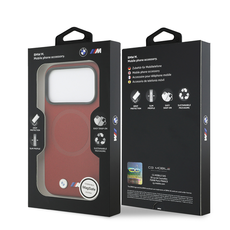 Apple iPhone 17 Pro Kılıf BMW Orjinal Lisanslı M-safe Şarj Özellikli Metal Logolu Delikli M Dizayn Deri Kapak - 37