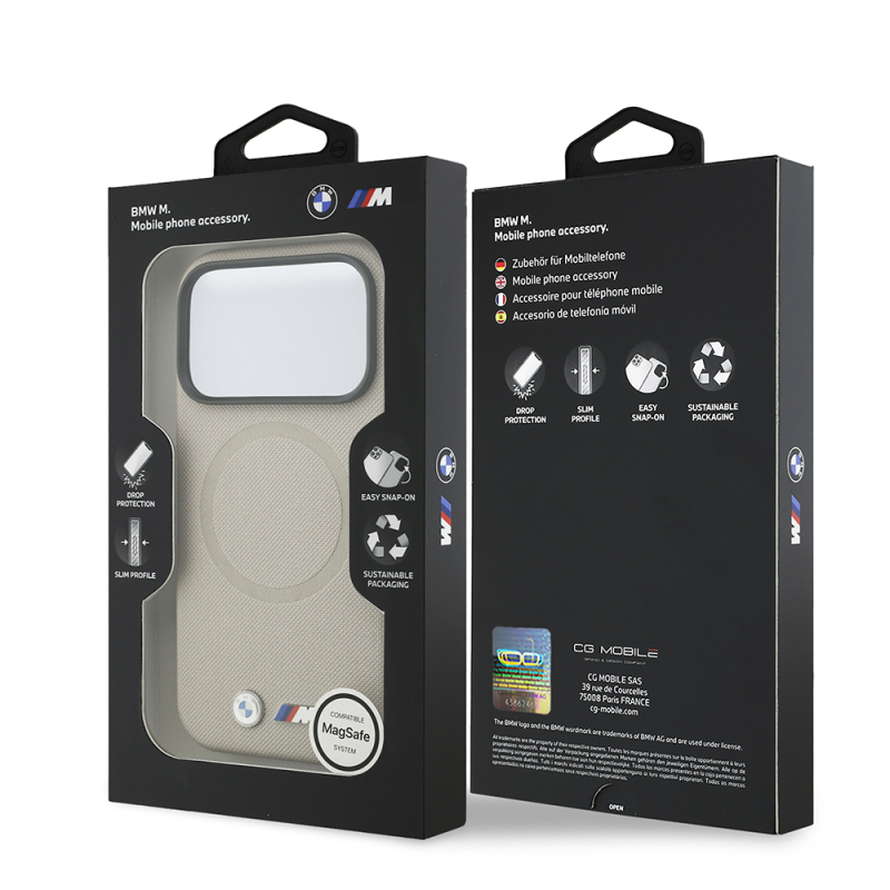 Apple iPhone 17 Pro Kılıf BMW Orjinal Lisanslı M-safe Şarj Özellikli Metal Logolu Delikli M Dizayn Deri Kapak - 40