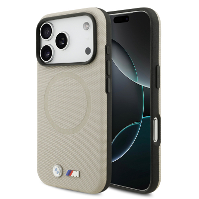 Apple iPhone 17 Pro Kılıf BMW Orjinal Lisanslı M-safe Şarj Özellikli Metal Logolu Delikli M Dizayn Deri Kapak - 5