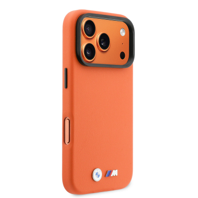 Apple iPhone 17 Pro Kılıf BMW Orjinal Lisanslı M-safe Şarj Özellikli Standlı Metal Kamera Çerçeveli M Logolu PU Deri Kapak - 4