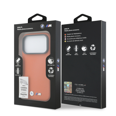 Apple iPhone 17 Pro Kılıf BMW Orjinal Lisanslı M-safe Şarj Özellikli Standlı Metal Kamera Çerçeveli M Logolu PU Deri Kapak - 8