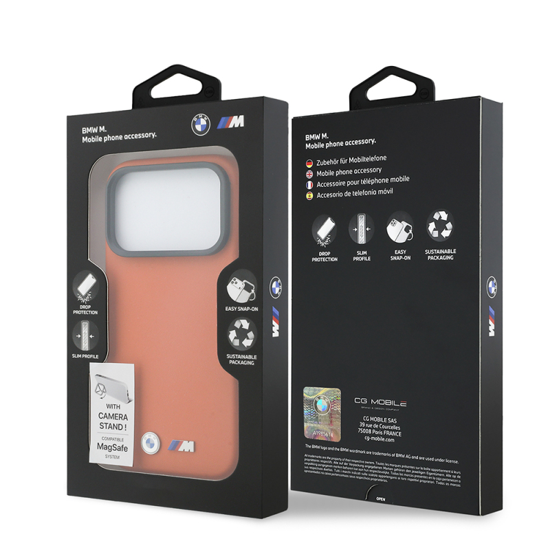 Apple iPhone 17 Pro Kılıf BMW Orjinal Lisanslı M-safe Şarj Özellikli Standlı Metal Kamera Çerçeveli M Logolu PU Deri Kapak - 8