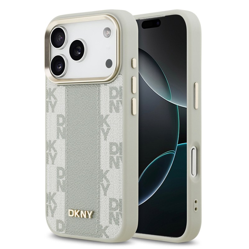 Apple iPhone 17 Pro Kılıf DKNY Orjinal Lisanslı M-safe Şarj Özellikli 3D Yazılı Checkered Pattern Kapak - 1