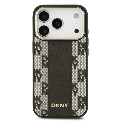 Apple iPhone 17 Pro Kılıf DKNY Orjinal Lisanslı M-safe Şarj Özellikli 3D Yazılı Checkered Pattern Kapak - 11