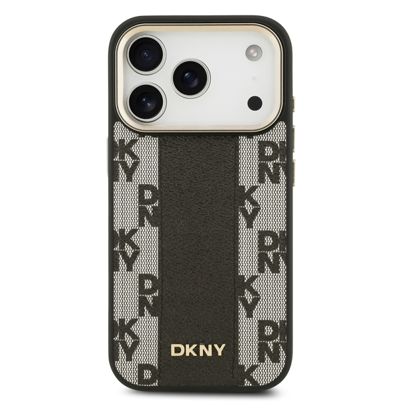 Apple iPhone 17 Pro Kılıf DKNY Orjinal Lisanslı M-safe Şarj Özellikli 3D Yazılı Checkered Pattern Kapak - 11