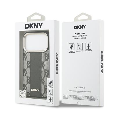 Apple iPhone 17 Pro Kılıf DKNY Orjinal Lisanslı M-safe Şarj Özellikli 3D Yazılı Checkered Pattern Kapak - 17