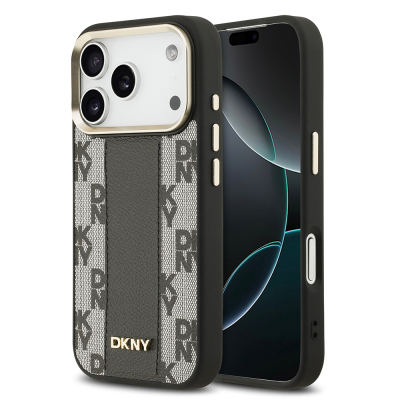 Apple iPhone 17 Pro Kılıf DKNY Orjinal Lisanslı M-safe Şarj Özellikli 3D Yazılı Checkered Pattern Kapak - 3