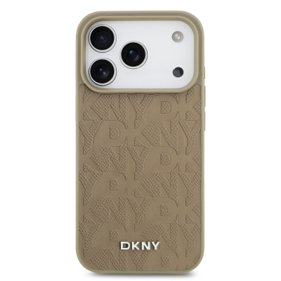 Apple iPhone 17 Pro Kılıf DKNY Orjinal Lisanslı M-safe Şarj Özellikli 3D Yazılı Grid Pattern Kapak - 5