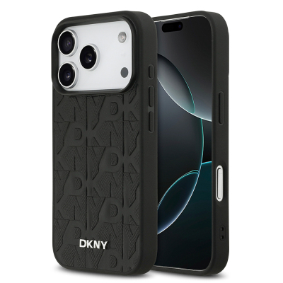 Apple iPhone 17 Pro Kılıf DKNY Orjinal Lisanslı M-safe Şarj Özellikli 3D Yazılı Grid Pattern Kapak - 3