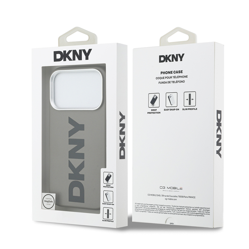 Apple iPhone 17 Pro Kılıf DKNY Orjinal Lisanslı M-safe Şarj Özellikli PU Büyük Dikey Logolu Kapak - 25