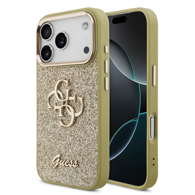 Apple iPhone 17 Pro Kılıf Guess Orjinal Lisanslı 4G Büyük Metal Kamera Çerçeveli ve Logolu Glitter Kapak - 2