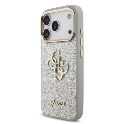 Apple iPhone 17 Pro Kılıf Guess Orjinal Lisanslı 4G Büyük Metal Kamera Çerçeveli ve Logolu Glitter Kapak - 27