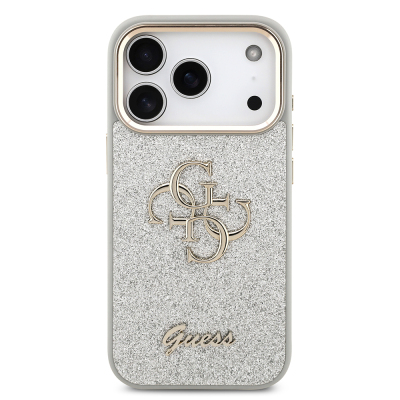 Apple iPhone 17 Pro Kılıf Guess Orjinal Lisanslı 4G Büyük Metal Kamera Çerçeveli ve Logolu Glitter Kapak - 28