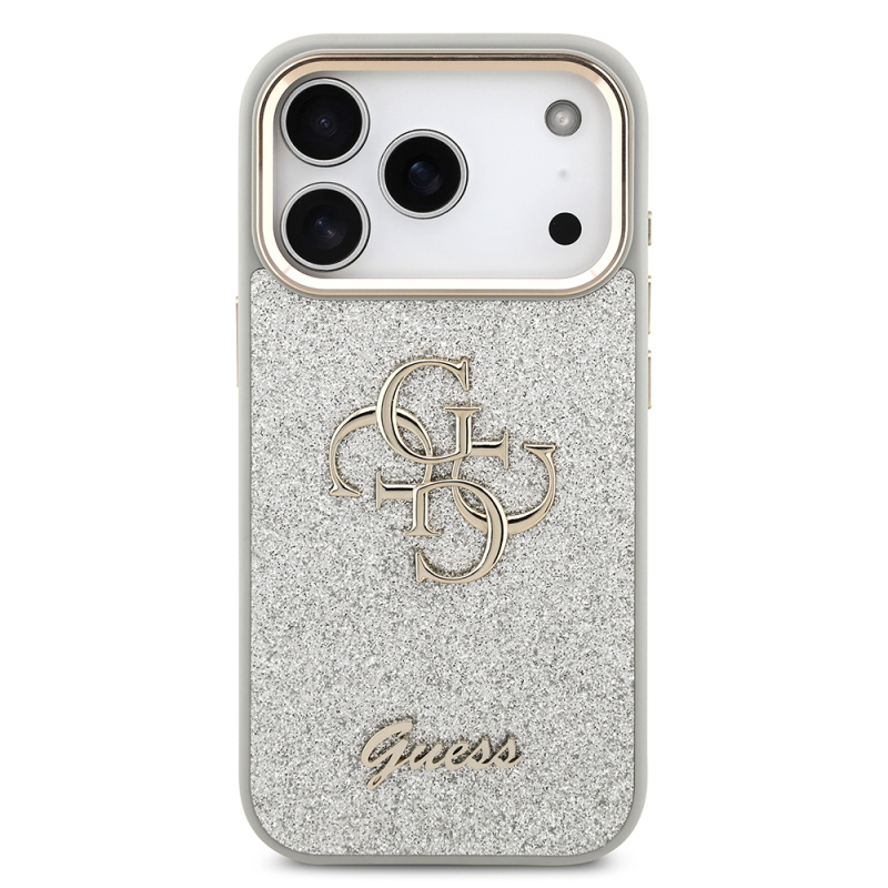 Apple iPhone 17 Pro Kılıf Guess Orjinal Lisanslı 4G Büyük Metal Kamera Çerçeveli ve Logolu Glitter Kapak - 28