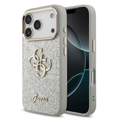 Apple iPhone 17 Pro Kılıf Guess Orjinal Lisanslı 4G Büyük Metal Kamera Çerçeveli ve Logolu Glitter Kapak - 5
