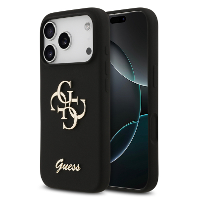 Apple iPhone 17 Pro Kılıf Guess Orjinal Lisanslı Grained Yazı Logolu Kapak - 1