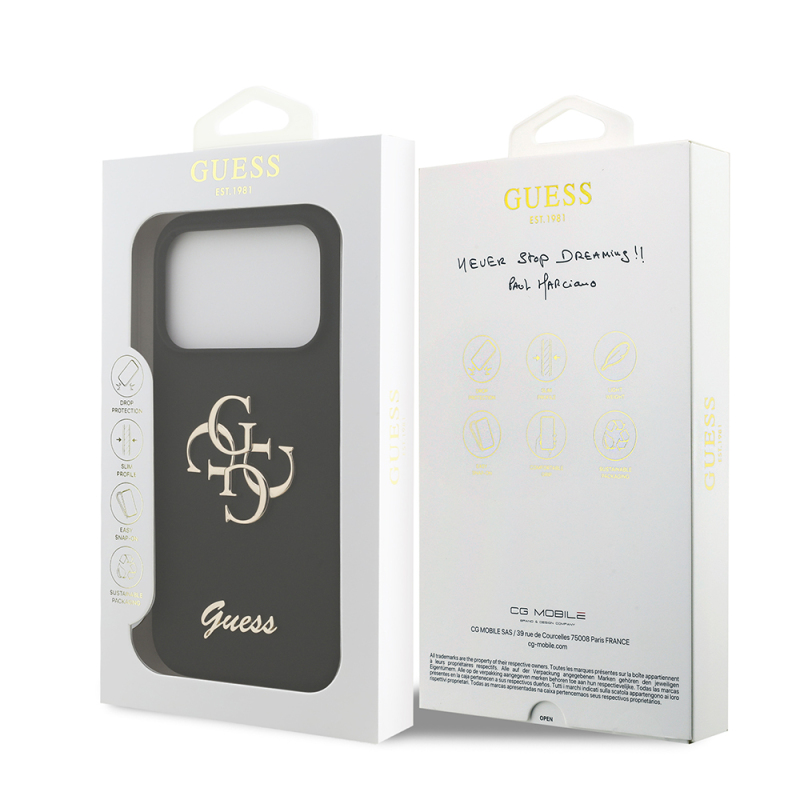 Apple iPhone 17 Pro Kılıf Guess Orjinal Lisanslı Grained Yazı Logolu Kapak - 12