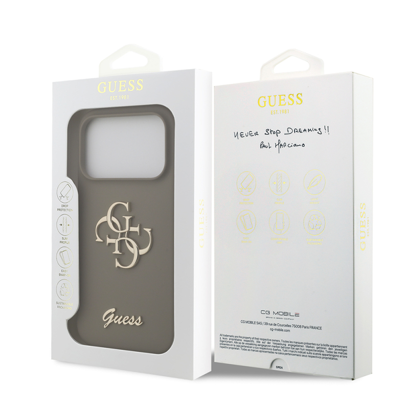 Apple iPhone 17 Pro Kılıf Guess Orjinal Lisanslı Grained Yazı Logolu Kapak - 33