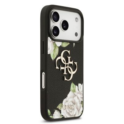 Apple iPhone 17 Pro Kılıf Guess Orjinal Lisanslı Gül Baskılı Büyük Metal Logo Dizaynlı Kapak - 5