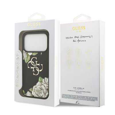 Apple iPhone 17 Pro Kılıf Guess Orjinal Lisanslı Gül Baskılı Büyük Metal Logo Dizaynlı Kapak - 9