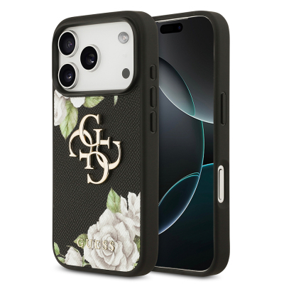 Apple iPhone 17 Pro Kılıf Guess Orjinal Lisanslı Gül Baskılı Büyük Metal Logo Dizaynlı Kapak - 2