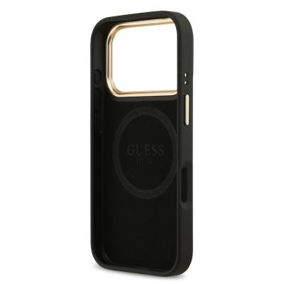 Apple iPhone 17 Pro Kılıf Guess Orjinal Lisanslı M-safe Şarj Özellikli 4G Desenli PU Metal Plaka Klasik Logolu Kapak - 10