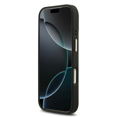 Apple iPhone 17 Pro Kılıf Guess Orjinal Lisanslı M-safe Şarj Özellikli Gold Metal Kamera Çerçeveli PU Deri 4G Desenli Yazı Logolu Kapak - 6