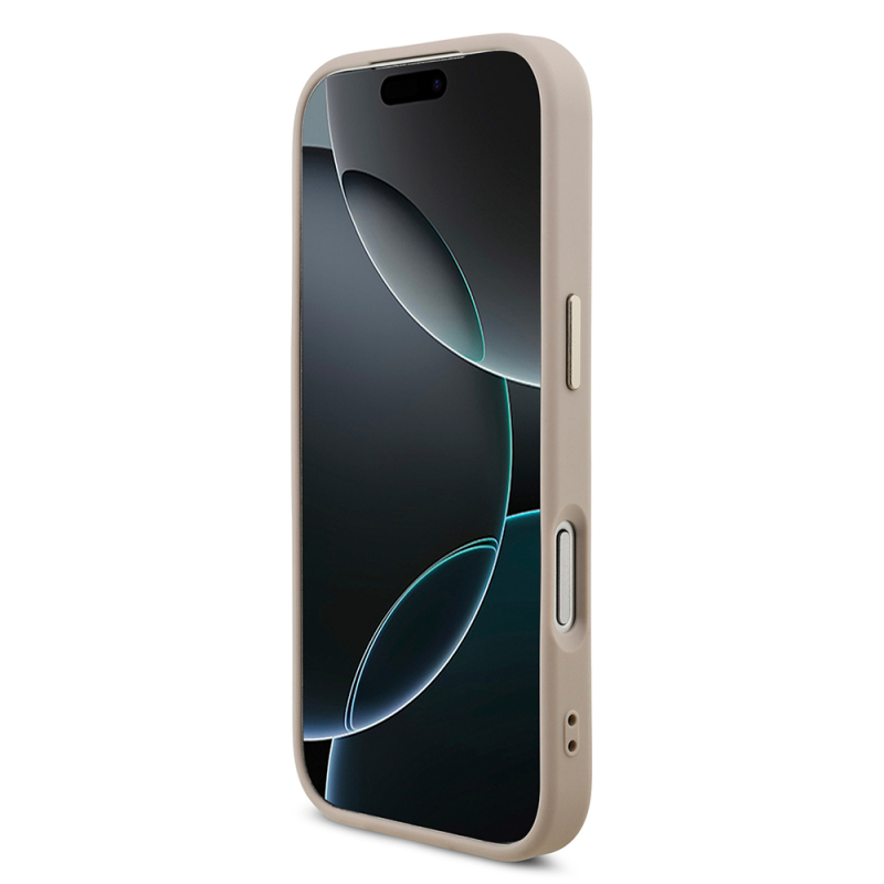 Apple iPhone 17 Pro Kılıf Guess Orjinal Lisanslı M-safe Şarj Özellikli Gold Metal Kamera Çerçeveli Taşlı Üçgen Logo 4G Desenli Kapak - 22