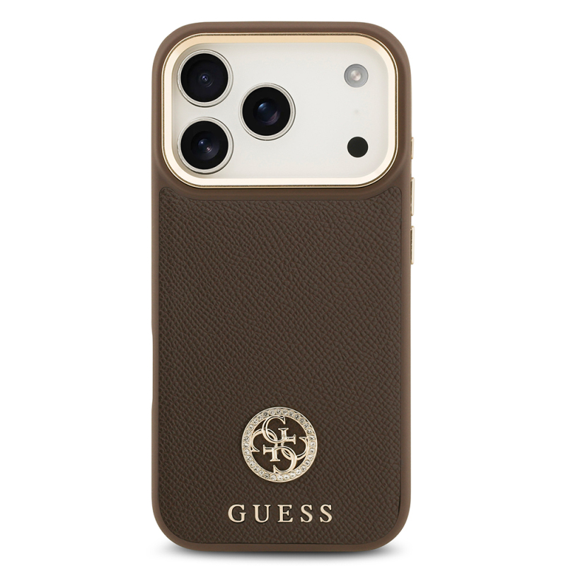 Apple iPhone 17 Pro Kılıf Guess Orjinal Lisanslı M-safe Şarj Özellikli Grained Yazı ve Taşlı 4G Logolu Kapak - 5