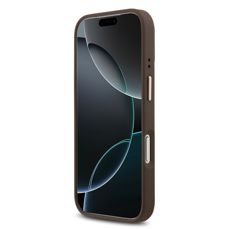 Apple iPhone 17 Pro Kılıf Guess Orjinal Lisanslı M-safe Şarj Özellikli Grained Yazı ve Taşlı 4G Logolu Kapak - 7