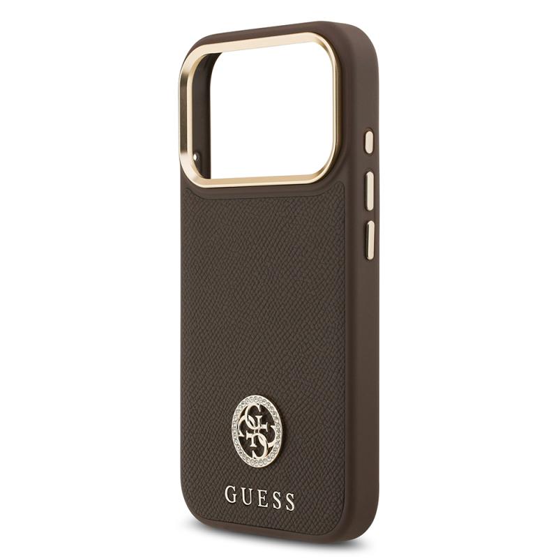 Apple iPhone 17 Pro Kılıf Guess Orjinal Lisanslı M-safe Şarj Özellikli Grained Yazı ve Taşlı 4G Logolu Kapak - 8