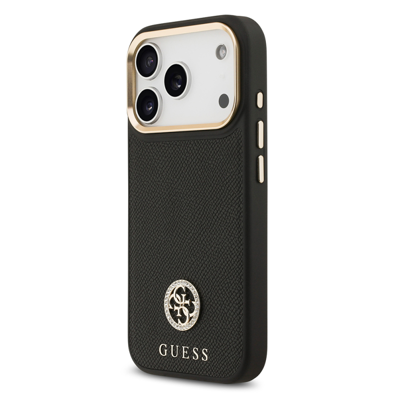 Apple iPhone 17 Pro Kılıf Guess Orjinal Lisanslı M-safe Şarj Özellikli Grained Yazı ve Taşlı 4G Logolu Kapak - 11
