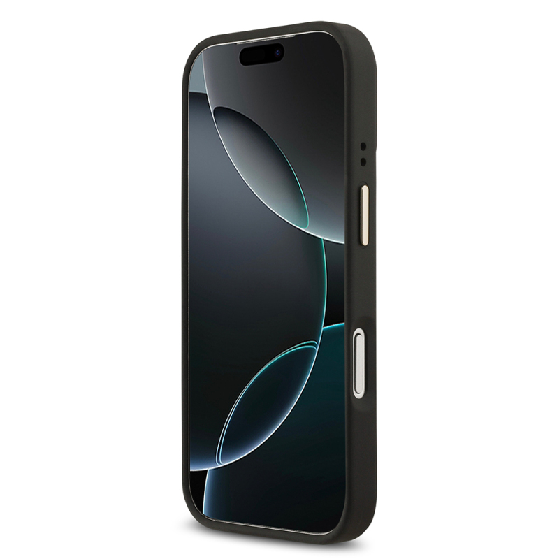 Apple iPhone 17 Pro Kılıf Guess Orjinal Lisanslı M-safe Şarj Özellikli Grained Yazı ve Taşlı 4G Logolu Kapak - 14