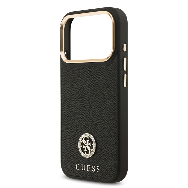 Apple iPhone 17 Pro Kılıf Guess Orjinal Lisanslı M-safe Şarj Özellikli Grained Yazı ve Taşlı 4G Logolu Kapak - 15