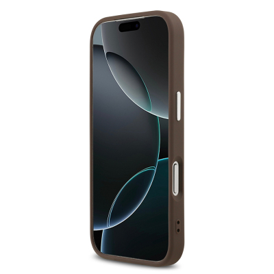 Apple iPhone 17 Pro Kılıf Guess Orjinal Lisanslı M-safe Şarj Özellikli Gümüş Metal Kamera Çerçeveli Üçgen Logo 4G Desenli Kapak - 7