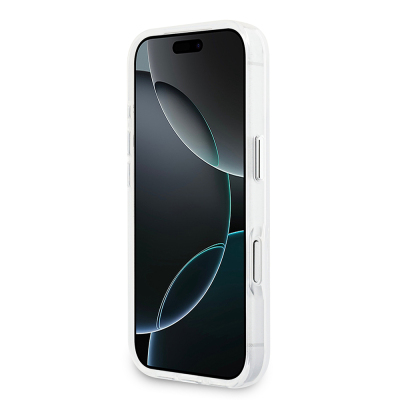 Apple iPhone 17 Pro Kılıf Guess Orjinal Lisanslı M-safe Şarj Özellikli IML Baskılı Üçgen Logolu Metal Kamera Çerçeveli Kapak - 13