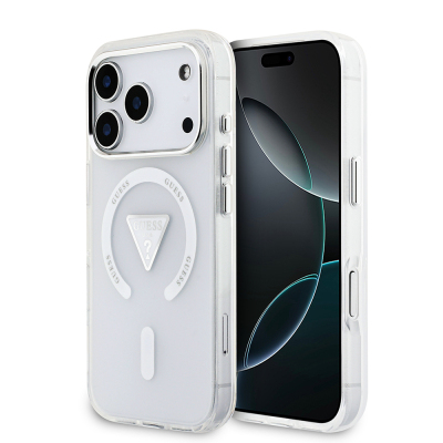 Apple iPhone 17 Pro Kılıf Guess Orjinal Lisanslı M-safe Şarj Özellikli IML Baskılı Üçgen Logolu Metal Kamera Çerçeveli Kapak - 3